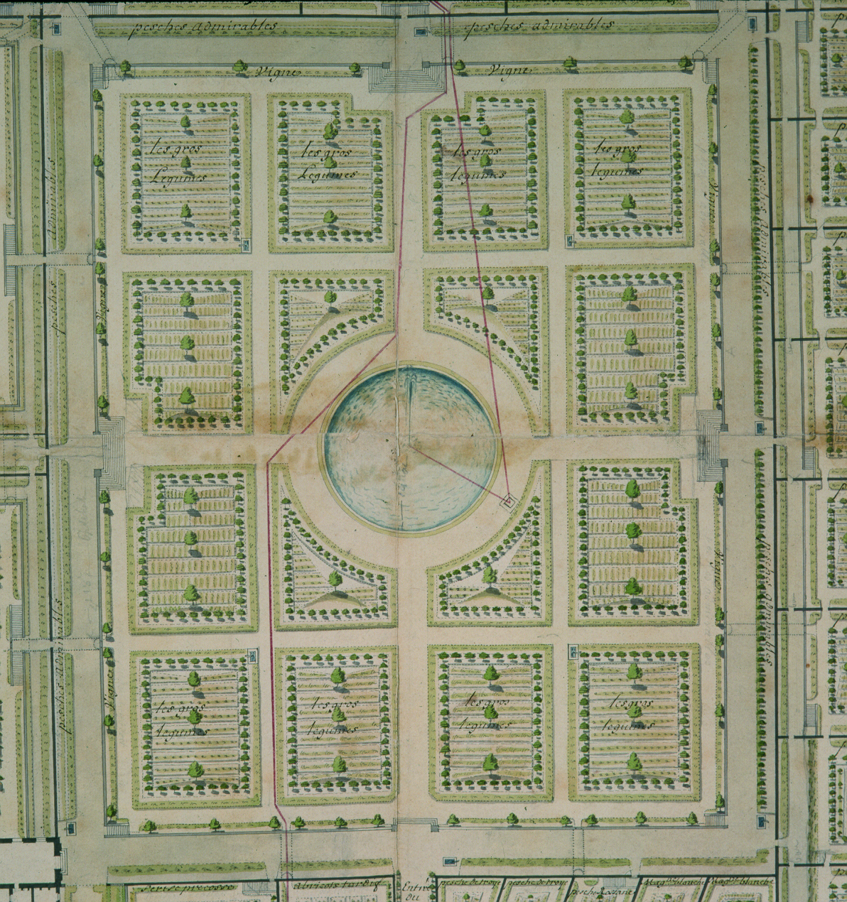 Plan du Grand Carré du Potager du Roi (titre forgé)