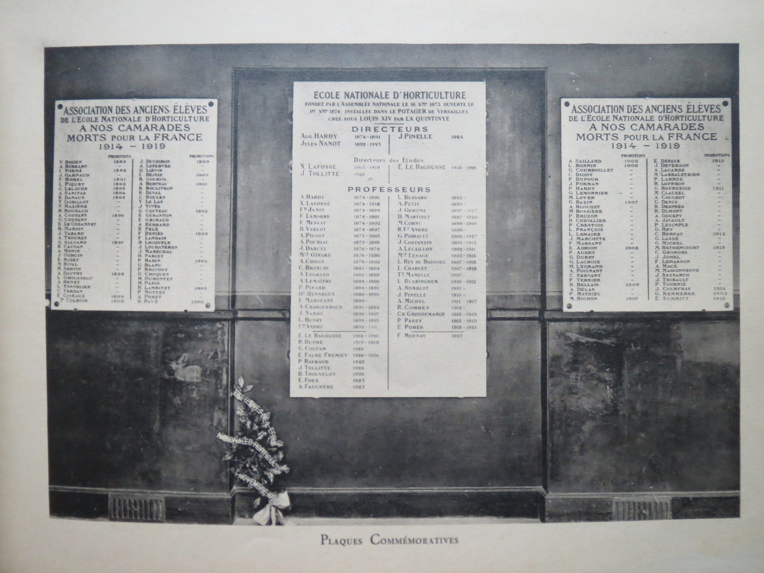 Plaques commémoratives (intitulé d&rsquo;origine)